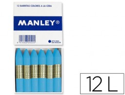 12 lápices cera blanda Manley unicolor celeste claro nº41